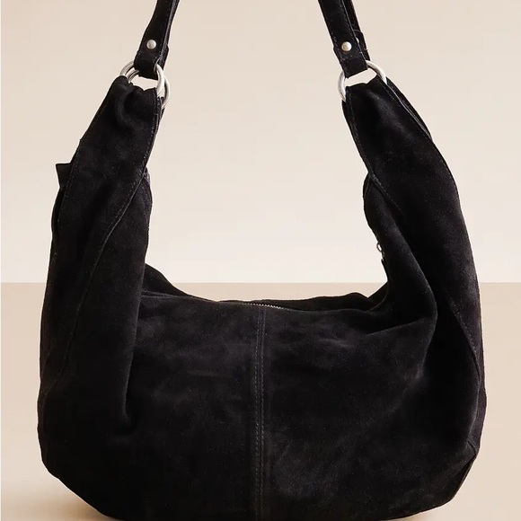 Free People Black Roma Hobo Bag Genuine Suede NWOT - Picture 4 of 4